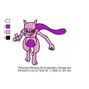 Pokemon Mewtwo 02 Embroidery Design